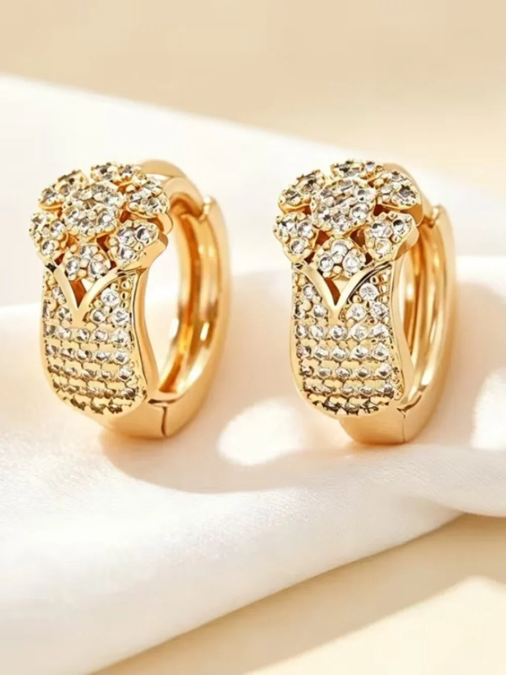 14K Gold Womens Small 2ct Diamond Hoop Earrings Ladies 14 K Silver Jewelry New